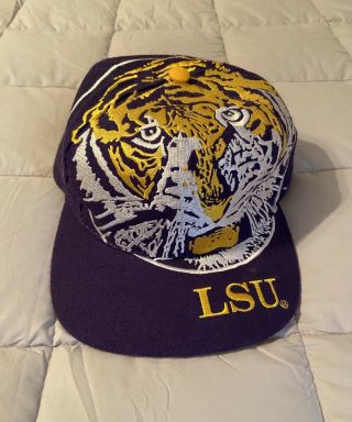Vintage 90s Lsu Tigers Snapback Hat By The Game Louisiana State University