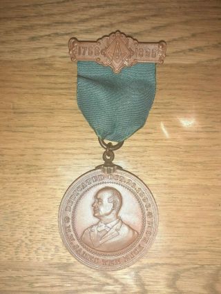 Antique Bronze 1898 Masonic Temple Dedication Medal