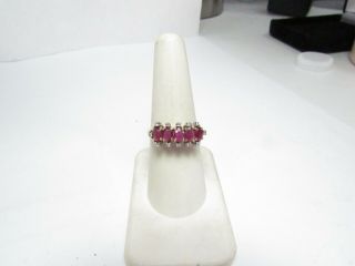 14k Solid Gold Vintage Ring W/ Red Natural Rubies & Diamonds