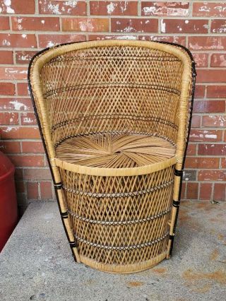 Vintage Wicker Rattan Barrel Chair
