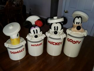 Rare Disney Mickey Mouse & Friends Peek - A - Boo Canister Set Of 4