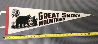 Vintage Early Great Smoky Mountains National Park Wool/felt Pennant
