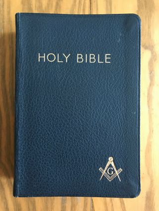 Vintage Masonic Holy Bible Freemasonry @ 1928 Black Leather Cover