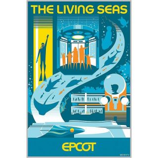 Walt Disney World Wdw Epcot Limited Edition Serigraph Poster The Living Seas Tan
