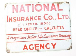 Vintage Sign Board Enamel Porcelain Of National Life Insurance Company Rarnh4303