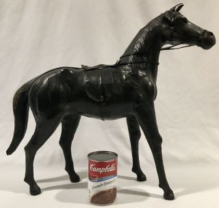 Vtg.  Large Handmade Leather Horse Figurine Statue Equestrian Glass Eyes - 17.  5” H