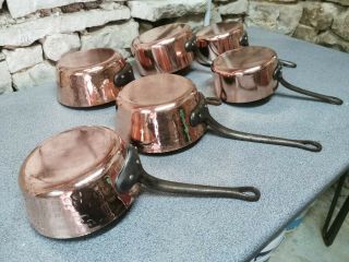 French Copper Pans 2mm Stamped Made In France 7.  8kg Vintage Chef Saute Baumalu