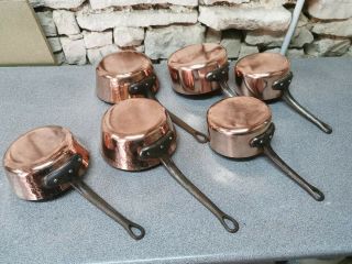 FRENCH COPPER PANS 2MM STAMPED MADE IN FRANCE 7.  8KG VINTAGE CHEF SAUTE BAUMALU 3