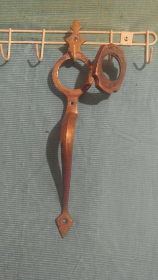 Vintage Large Solid Brass Entry Door Handle Pull W/patina 14 " Long