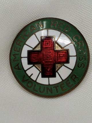Vintage American Red Cross Arc Pin Volunteer Green