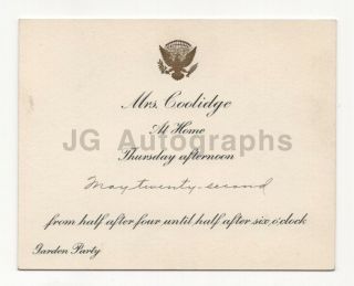 Grace Coolidge - U.  S.  First Lady,  Calvin Coolidge - Official Invitation,  1924