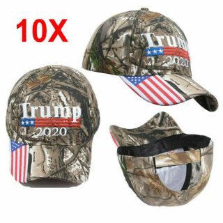 10 Pack Trump 2020 Embroidered Camo Hat Keep Make America Great Baseball Cap En