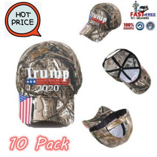 10 Pack Trump 2020 Embroidered Camo Hat Keep Make America Great Baseball Cap EN 2