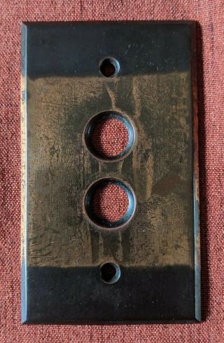 Vintage Brass Push Button Light Switch Plate Cover Japanned Victorian 4