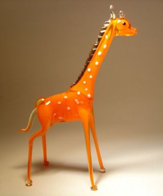 Blown Glass Art Figurine Wild Animal Giraffe Standing