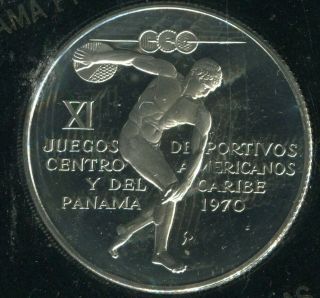 1970 Panama 5 Balboas Proof Silver Coin,  11th Central American & Caribbean Games