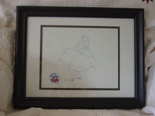 Disney Alice In Wonderland Framed Sketch/drawing/art By Walt Vandiver