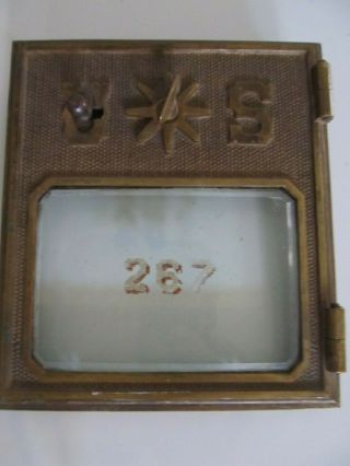Antique 1901 Door To Post Office Mail Box W/ Glass Front And Numbered 267.