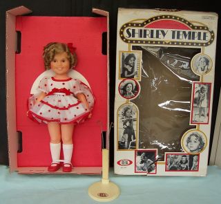 Vintage 1972 Ideal Shirley Temple Doll With Stand & Box Stand Up And Cheer 1125