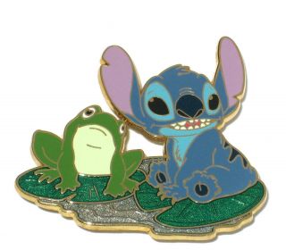Stitch Rare Le Disney Pin Little Charmer Frog Lily Pad Pond Cute Translucent