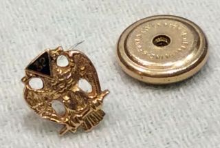 Vintage 14k Solid Yellow Gold 32nd Degree Masonic Double Eagle Screw Back Pin