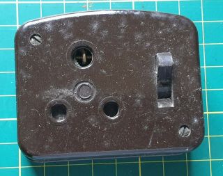 A Vintage Brown Crabtree Electrical Three Pin Socket.  M.  3330