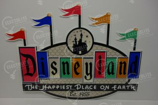 Disneyland Oval Flag Die Cut Steel Enamel Sign - Disney Classic - Quality Colorful