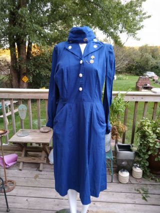 Vintage Girl Scout Leader Uniform Dress And Cap 1950s