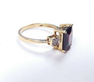 Garnet Diamond ring 9 carat gold vintage size N1/2 2.  4g 3