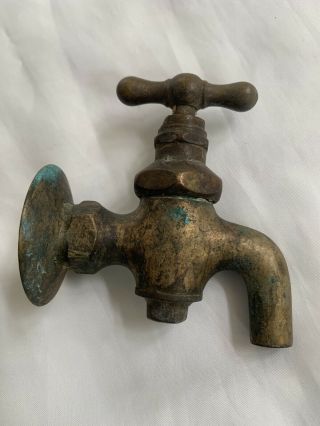 Antique Or Vintage Brass Wall Mounted Water Tap Brass Faucet Great Patina