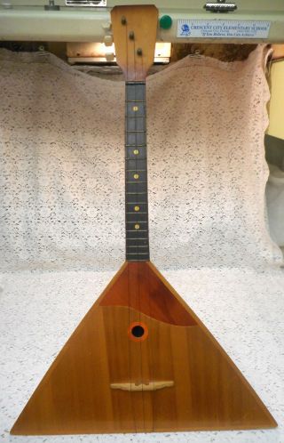 Vintage Balalaika Russian Triangular Wooden 3 - String Mandolin Musical Instrument