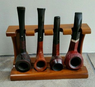 Alfred Dunhill Vintage Four Pipe Walnut Rack Stand Rest Estate