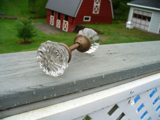 Old Antique Vintage Victorian Glass And Brass Door Knob Handles