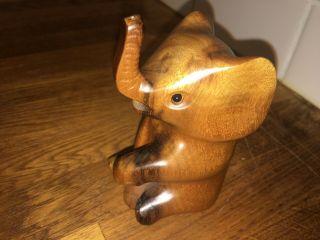 Vintage Myrtle Wood Carved Elephant