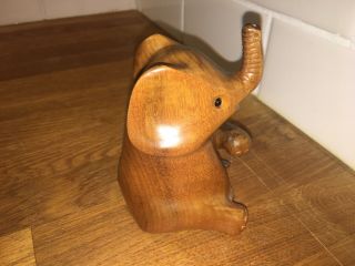 Vintage Myrtle Wood Carved Elephant 3