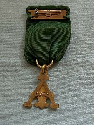 Vintage BSA Scouter Training Award 1/20 10k Gold Filled - Solid Green Ribbon 2