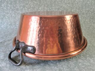 Vintage French 16 " / 7lb Hammered Copper Jam Pan Basin 40cm/ 3.  5kg Iron Handles
