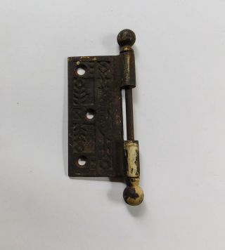 Antique Vintage Eastlake Half Door Ornate Iron Hinge Cannonball Pin