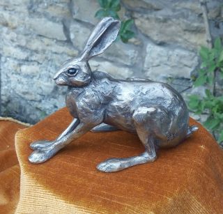 Bronze Hare Sculpture By Paul Jenkins For Frith With Tag