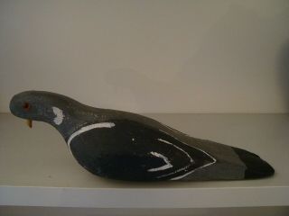 Antique/vintage Wooden Folk Art Pigeon Type Bird With Glass Eyes 21/294