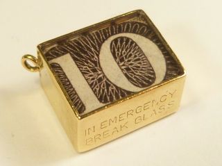 English Vintage 9ct Gold £10 Ten Pound Note Charm Pendant Bracelet