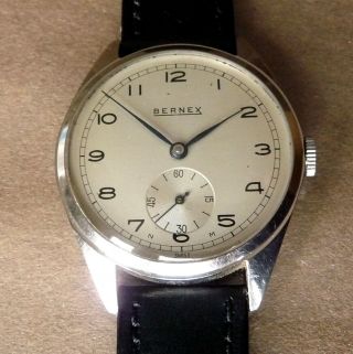 Vintage Bernex Military Style Hand Wind Watch,  Netonia Steel Case,  Well.