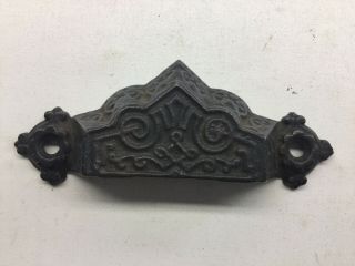 Antique Victorian Cast Iron Bin Drawer Pull Fancy