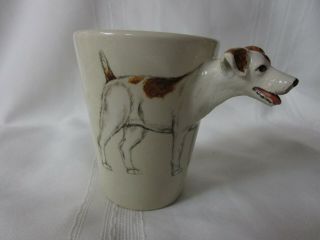 Blue Witch Pottery Jack Russell Terrier Dog Figural 3 - D Mug Coffee Tea Cup