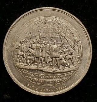 1893 Columbian Exposition Souvenir Medal - Landing Of Columbus Reverse - W128