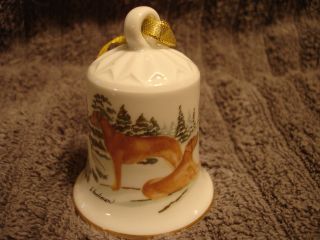 Porcelain Winter Design Bell With Dog - Rhodesian Ridgeback