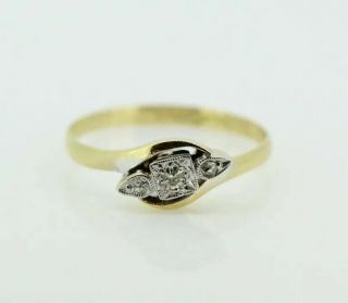 Vintage 18ct Yellow Gold Diamond Three Stone Ring (size L 1/2)
