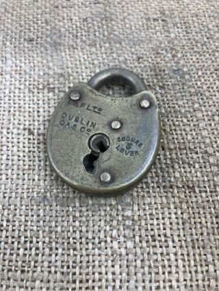 Vintage Brass Gas Meter Padlock Dublin - No Key