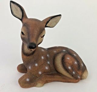 Baby Deer Fawn Bisque Porcelain Hand Painted Music Box Figurine Msr Imports