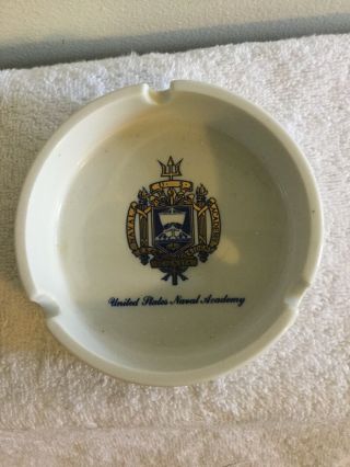 Vintage Us Naval Academy Ceramic Ashtray; U.  S Navy Usna Annapolis Ash Tray